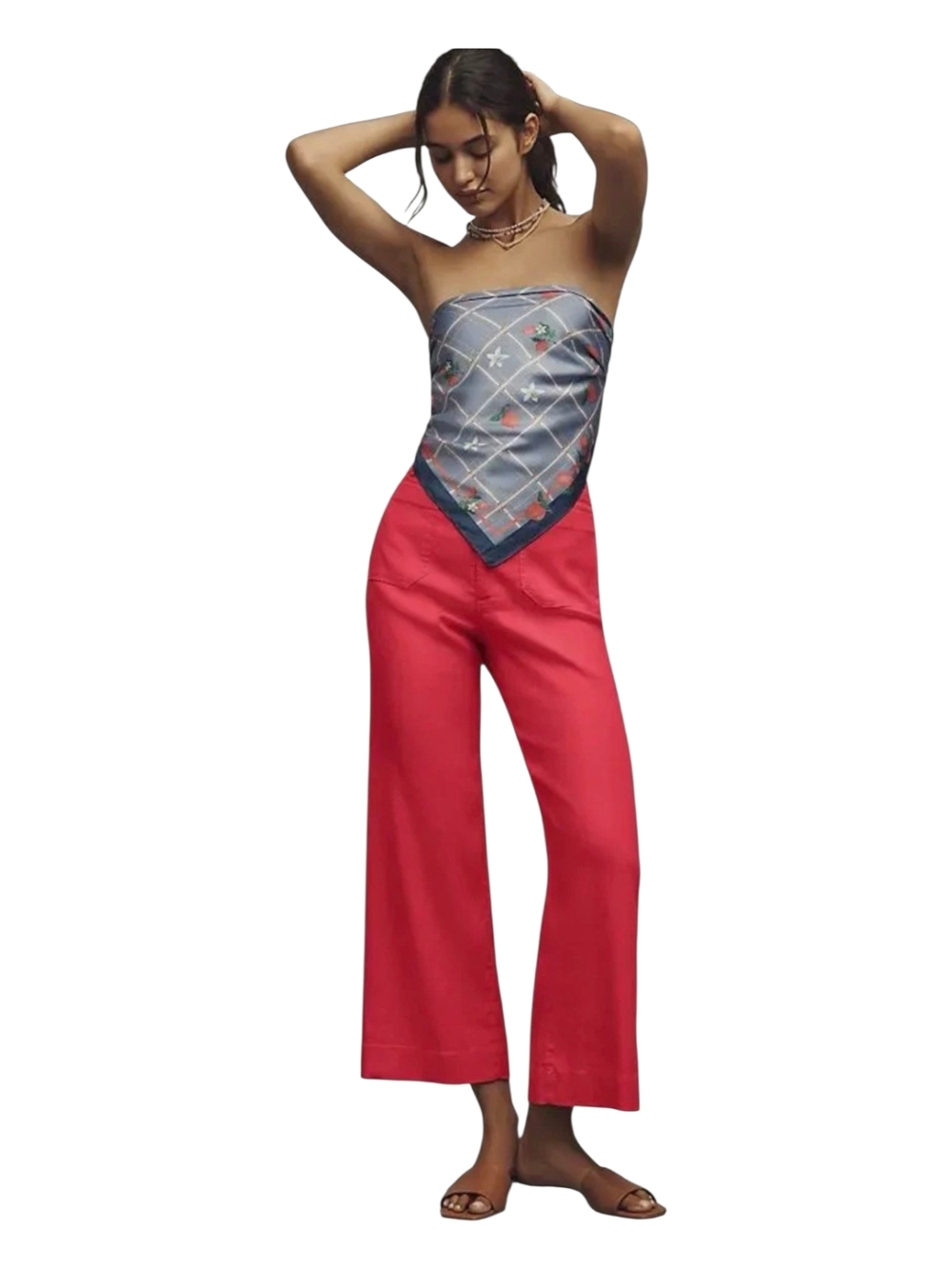 Anthropologie Colette Stretch Linen Crop Ankle Pants Size 29